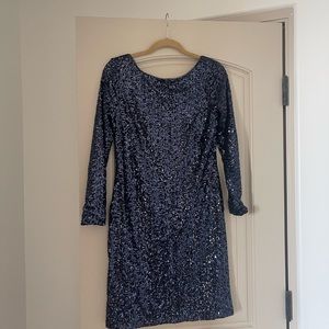 Navy blue sequin cocktail dress. Lauren size 8.